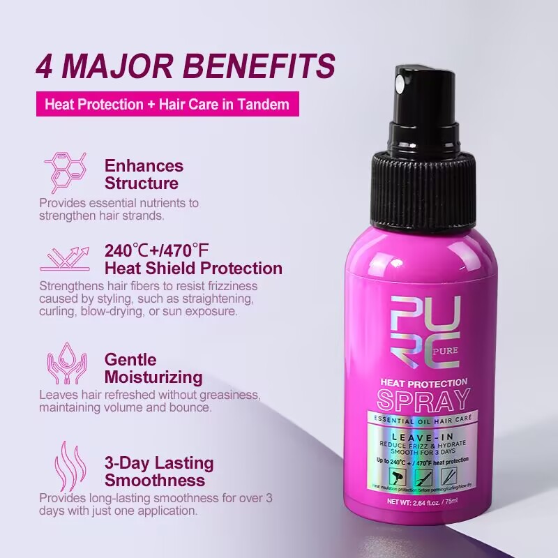 Hair Care Heat Protectant - Спрей-термозащита PURC с кокосовым маслом для